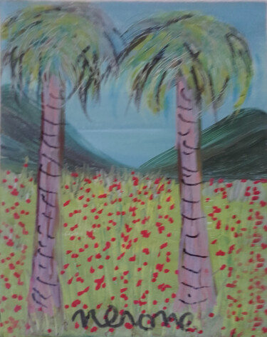 Malerei mit dem Titel "Palme" von Nerone, Original-Kunstwerk, Acryl