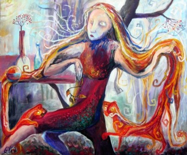 Painting titled "THE ANGEL OF OCTOBER" by Nesis Elisheva (Eli7), Original Artwork, Acrylic