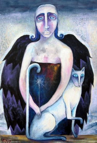 Painting titled "THE ANGEL OF DECEMB…" by Nesis Elisheva (Eli7), Original Artwork, Oil