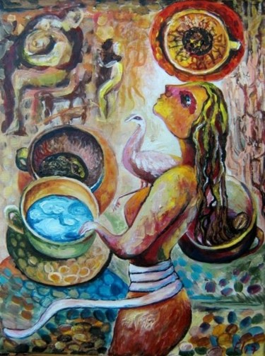 Painting titled "COFFEE-GROUNDS" by Nesis Elisheva (Eli7), Original Artwork, Oil