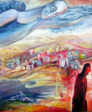 Painting titled "THE ANGEL OF JULY" by Nesis Elisheva (Eli7), Original Artwork, Acrylic