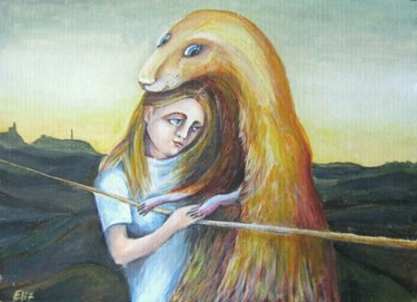 Painting titled "MY STRANGE FRIEND" by Nesis Elisheva (Eli7), Original Artwork, Oil