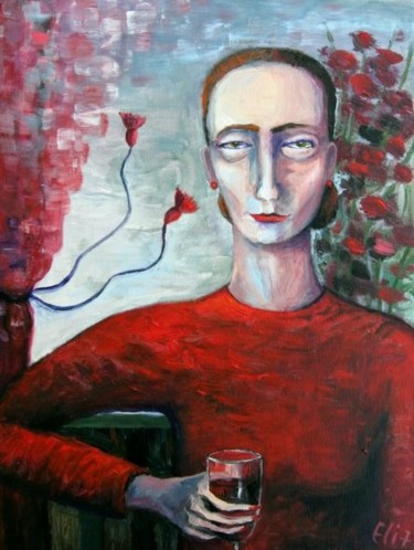 Painting titled "RED WINE LOVER" by Nesis Elisheva (Eli7), Original Artwork, Acrylic