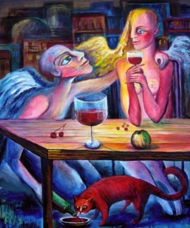 Painting titled "LOVE & FRIENDSHIP" by Nesis Elisheva (Eli7), Original Artwork, Acrylic