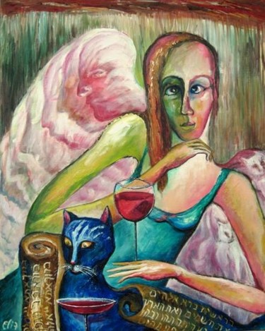 Painting titled "TWO SPIRITS" by Nesis Elisheva (Eli7), Original Artwork, Oil