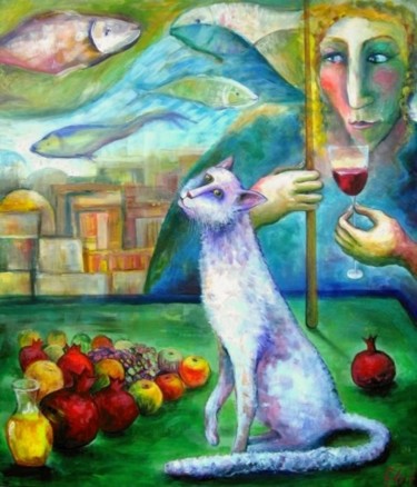 Painting titled "JEWISH  NEW YEAR. N…" by Nesis Elisheva (Eli7), Original Artwork, Oil
