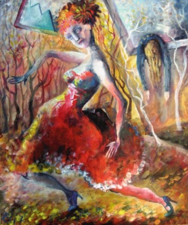 Painting titled "THE DANCE OF OCTOBER" by Nesis Elisheva (Eli7), Original Artwork, Oil