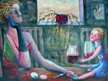 Painting titled "GIRLS PARTY" by Nesis Elisheva (Eli7), Original Artwork, Acrylic