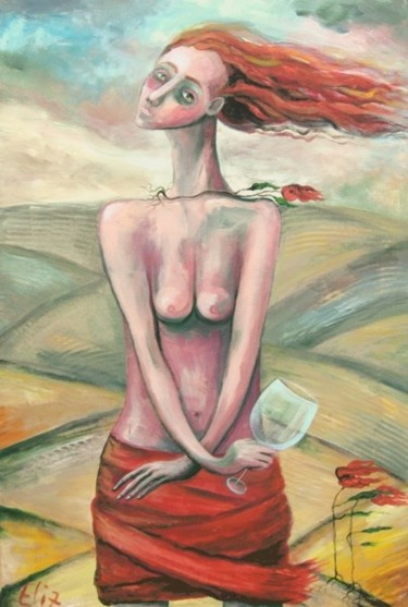 Painting titled "WAITING" by Nesis Elisheva (Eli7), Original Artwork, Acrylic