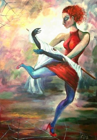 Peinture intitulée "WEB-TANGO" par Nesis Elisheva (Eli7), Œuvre d'art originale, Acrylique