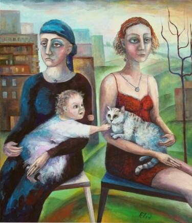 绘画 标题为“SISTERS” 由Nesis Elisheva (Eli7), 原创艺术品, 丙烯