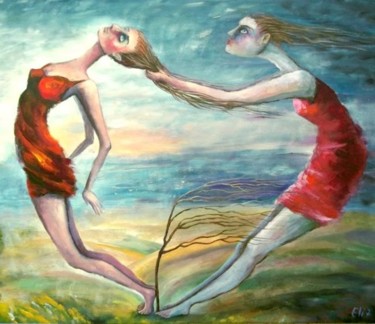 Painting titled "WIND OF TIME" by Nesis Elisheva (Eli7), Original Artwork, Acrylic