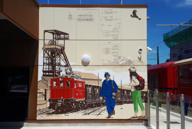 Schilderij getiteld "Gare du Train de la…" door Nessé, Origineel Kunstwerk, Acryl
