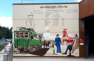 Malerei mit dem Titel "Gare du Train de la…" von Nessé, Original-Kunstwerk, Acryl