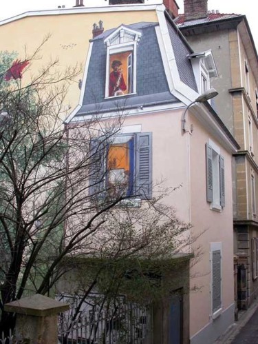 Peinture intitulée "TROMPE-L’ŒIL - rue…" par Nessé, Œuvre d'art originale, Acrylique