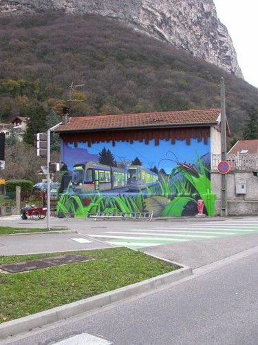 Peinture intitulée "LIGNE E TRAMWAY - S…" par Nessé, Œuvre d'art originale, Acrylique