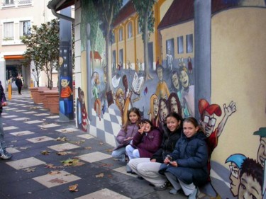 Peinture intitulée "GROUPE SCOLAIRE ANT…" par Nessé, Œuvre d'art originale