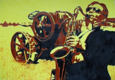 Painting titled "Тракторный блюз" by Nesteroff, Original Artwork, Oil