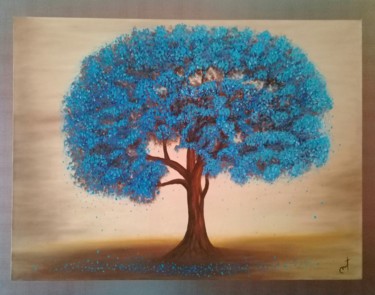Schilderij getiteld "Sueño Azul" door Néstor Tello, Origineel Kunstwerk, Olie