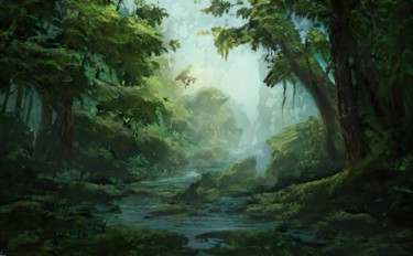 Green Embrace Digitale Künste mit dem Titel "Green Embrace" von Ricardo Neiva, Original-Kunstwerk, 2D Digital Work