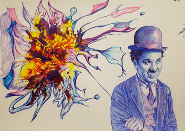Painting titled "Charlie Chaplin" by Alfredo Pacilio, Original Artwork, Ballpoint pen