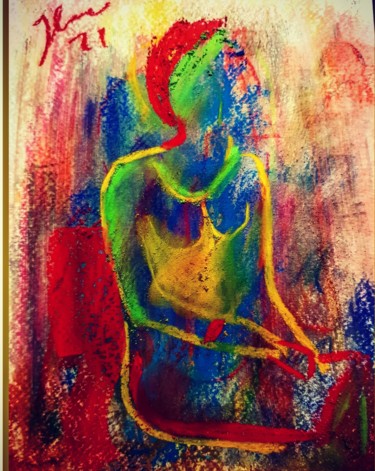 Peinture intitulée "Rouge" par Ester Sentís, Œuvre d'art originale, Pastel