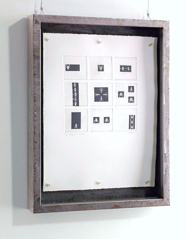 Sculpture titled "Composició cubica I" by Neus Colet, Original Artwork, Etching Mounted on Metal