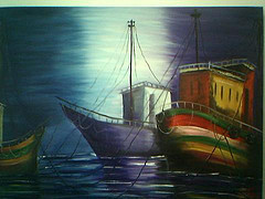 Painting titled "BARCOS" by Neuzapinheiro, Original Artwork