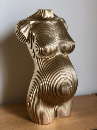 Rzeźba zatytułowany „Buste de femme ence…” autorstwa Neven, Oryginalna praca, Drewno