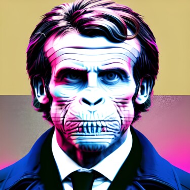 Digitale Kunst getiteld "Macron 1" door Nevio Massaro, Origineel Kunstwerk, AI gegenereerde afbeelding