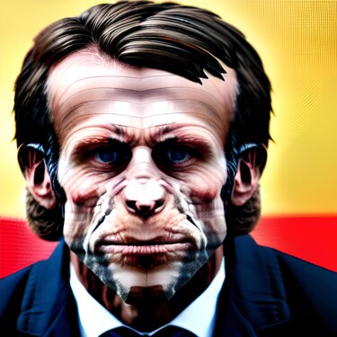 Arte digitale intitolato "Macron 3" da Nevio Massaro, Opera d'arte originale, Immagine generata dall'IA
