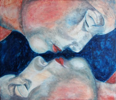 Painting titled "The kiss" by Robert Neyt, Original Artwork, Acrylic