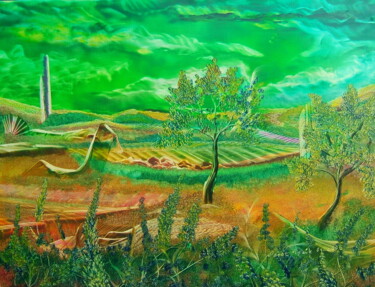 Peinture intitulée ""La valle del Amore…" par Nezir Sarac, Œuvre d'art originale, Huile Monté sur Châssis en bois