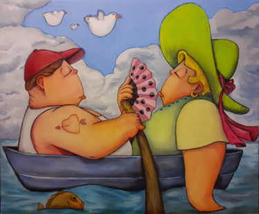 Pintura intitulada "soulmates" por Nuno Feijao, Obras de arte originais, Óleo