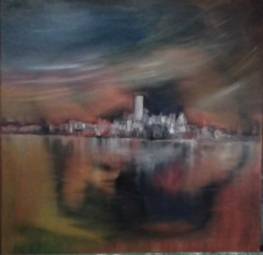 Pintura intitulada "Skyline 2" por Nuno Feijao, Obras de arte originais, Óleo