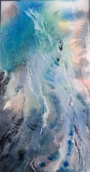 Peinture intitulée "Au fil de l'eau" par Nicole Faivre-Simoes, Œuvre d'art originale, Aquarelle