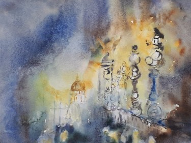 Peinture intitulée "Les nuits d'Alexand…" par Nicole Faivre-Simoes, Œuvre d'art originale, Aquarelle