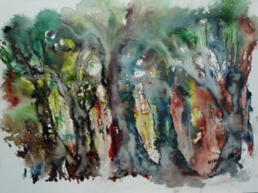 Peinture intitulée "Dans la forêt profo…" par Nicole Faivre-Simoes, Œuvre d'art originale