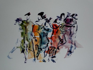 Painting titled "En mouvement" by Nicole Faivre-Simoes, Original Artwork