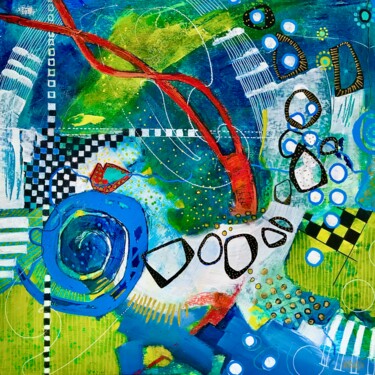 Pintura titulada "Spirale" por Nadine Falguieres (NADI), Obra de arte original, Acrílico Montado en Panel de madera