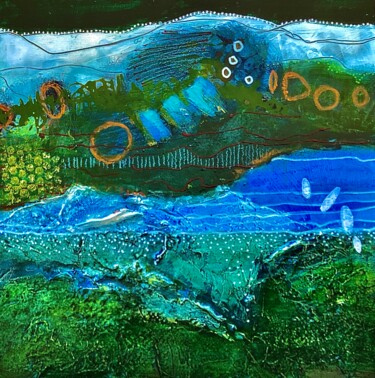 Painting titled "Prenons la mer bleue" by Nadine Falguieres (NADI), Original Artwork, Acrylic