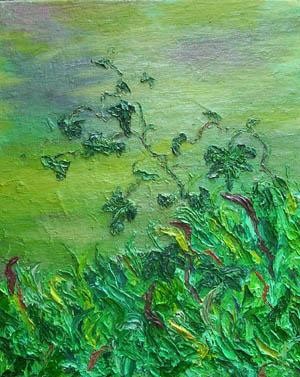 Painting titled "Ivy Reaching into t…" by Nancy Price, Original Artwork, Oil