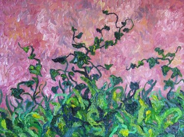 Painting titled "Ivy In The Wild Gra…" by Nancy Price, Original Artwork, Oil