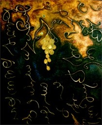 Painting titled "Golden Vine" by Nachum Furman, Original Artwork, Oil