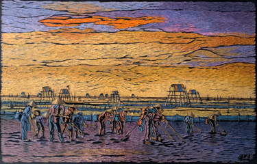 Pintura intitulada "Clam Field" por Nga Tran, Obras de arte originais, Óleo