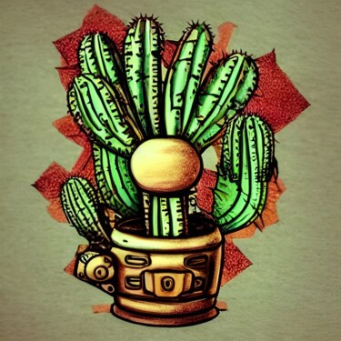 Digital Arts titled "Cactuson" by Naïma Gharbi, Original Artwork, Digital Painting