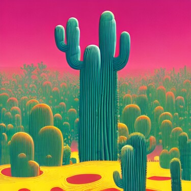 Digital Arts titled "Cactus discours" by Naïma Gharbi, Original Artwork, Digital Painting