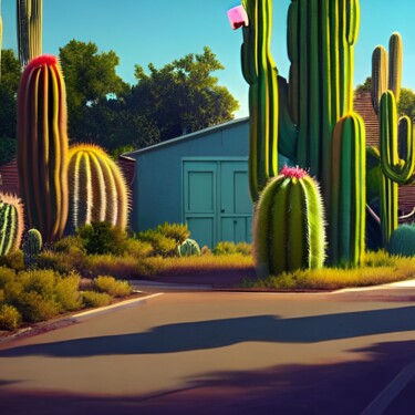 Digital Arts titled "Cactus caché" by Naïma Gharbi, Original Artwork, Digital Painting