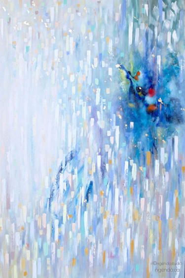 Painting titled "Luminescent drizzle" by Ngendo, Original Artwork, Oil