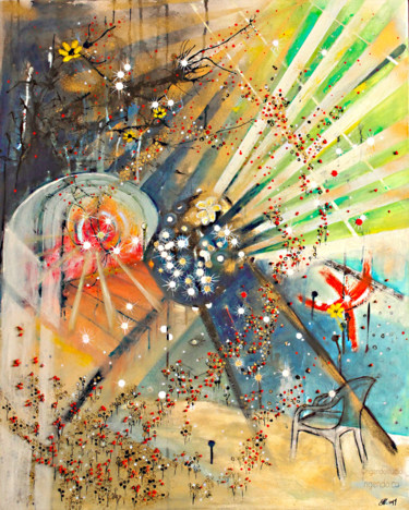 Pittura intitolato "Watching Dreams" da Ngendo, Opera d'arte originale, Olio
